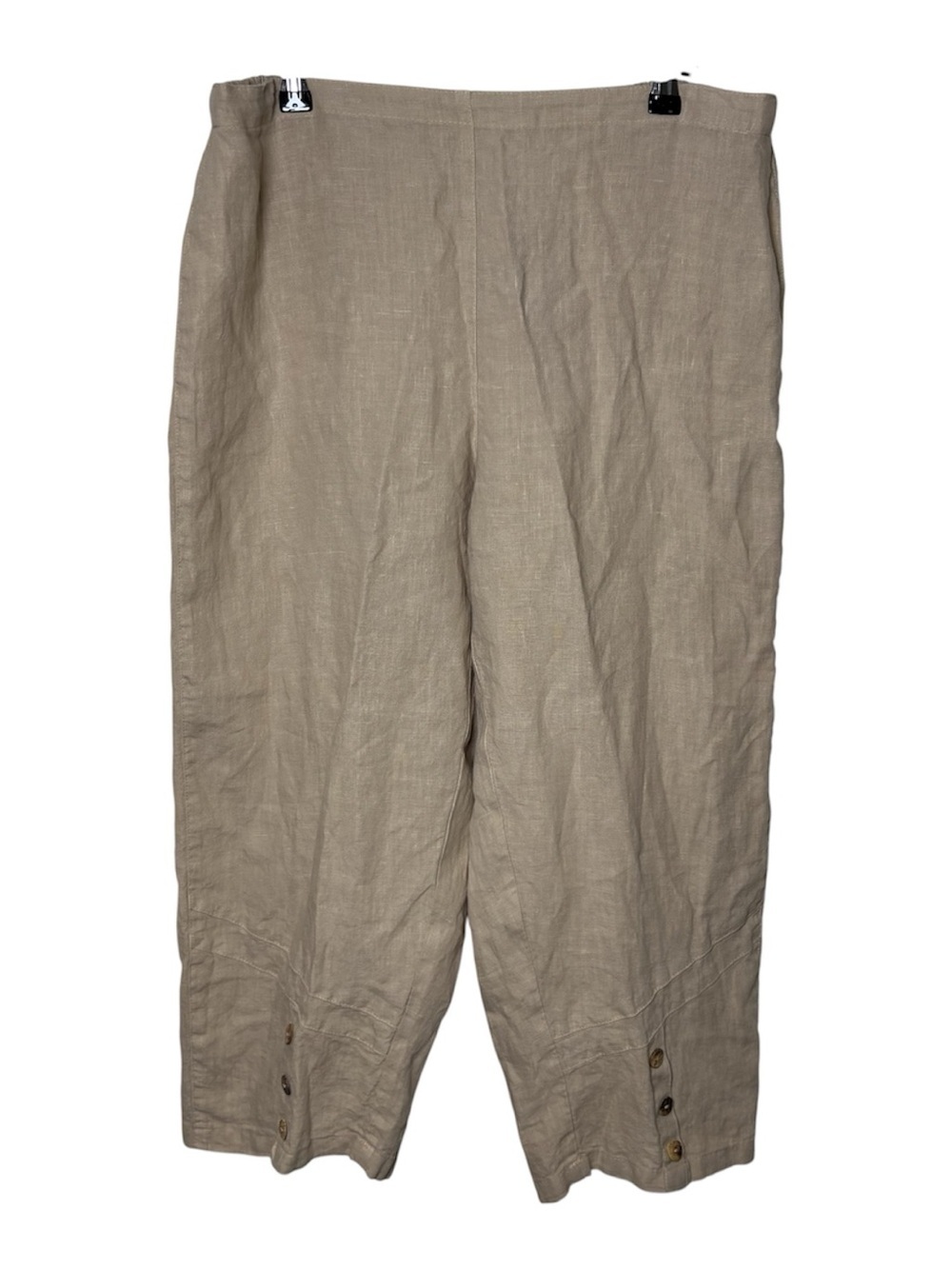 Click by Color Me Cotton Cropped Pants Capris XL Beige Linen Pull On Coast NEW